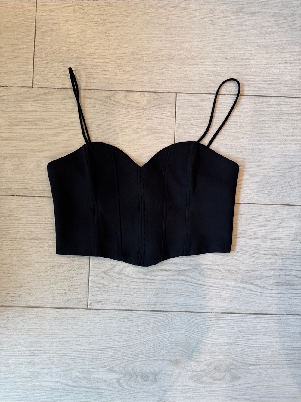 Zara Black Bustier Corset Crop Top with Spaghetti Straps